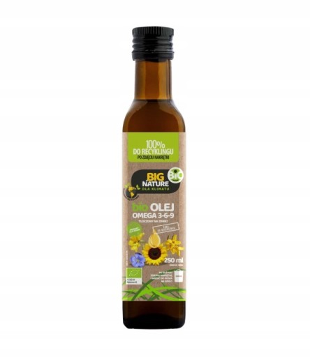 Big Nature Organic Omega 3-6-9 za studena lisovaný olej 250 ml