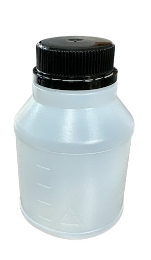 HDPE fľaša 250 ml s prázdnym uzáverom a stupnicou