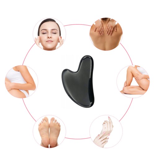GUA SHA MASÁŽNY KAMEŇ NA TVÁR, OBSIDIÁNOVÁ DOSKA
