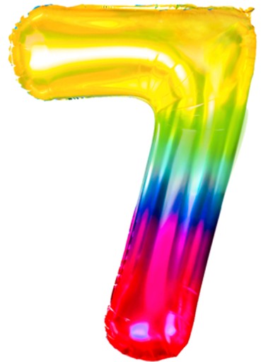 Dúhový fóliový balón, mix farieb, veľký, 100 cm, číslo 7