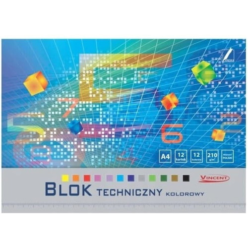 Farebný technický blok VINCENT A4-12 210g