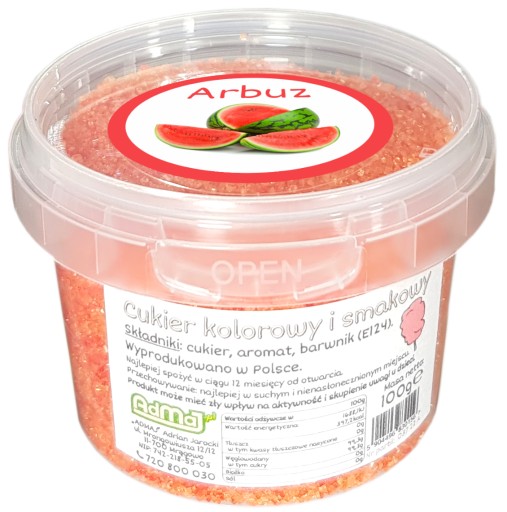 Cukor do cukrovej vaty Vodný melón 100g farebné vedierko