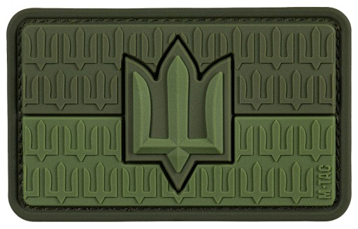 3D nášivka Ukrajina vlajka s trojzubcom emblém M-Tac 8x5cm PVC suchý zips Olivový