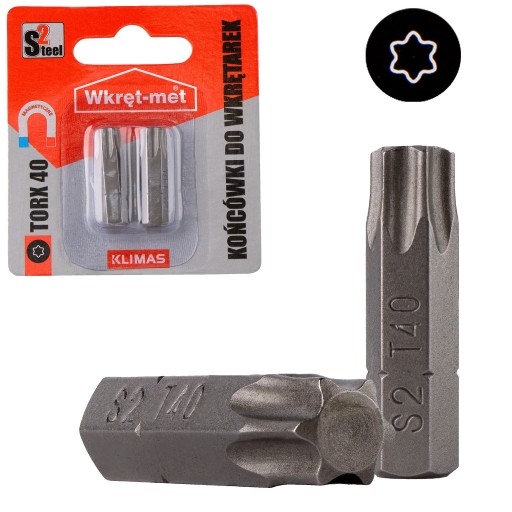 TORX 40 skrutkovacie bity 25mm 2 ks TX40 magnetické Klimas