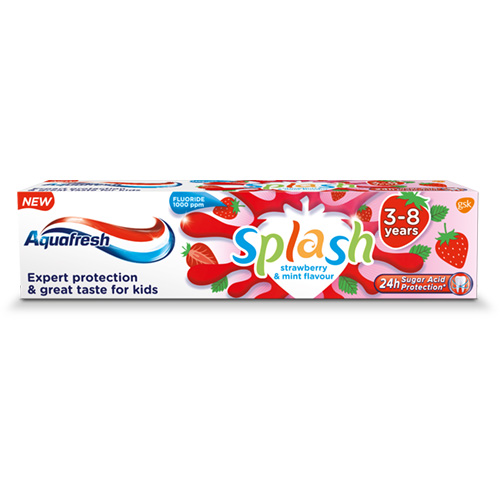 Aquafresh Splash, zubná pasta pre deti vo veku 3-8 rokov, 50 ml