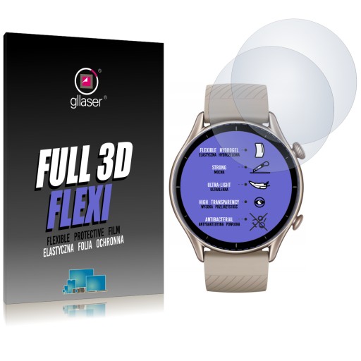 GLLASER Hydrogel Full 3D FLEXI ochranná fólia pre Amazfit GTR 3
