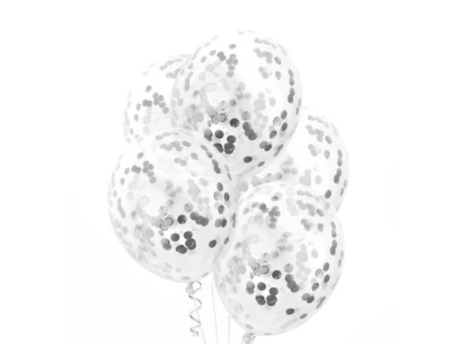 Silvestrovské balóny Silver Black Confetti 30 ks