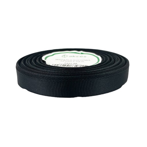 STUHA grogrénová stuha 12mm čierna 23m