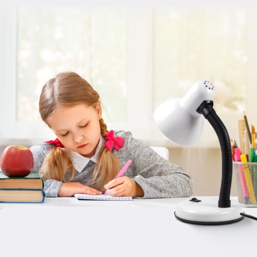Biela nastaviteľná LED stolová lampa do školy