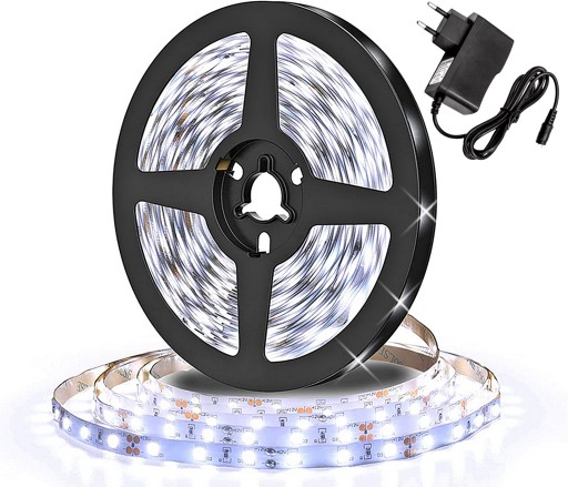 VODEODOLNÝ RGB SMD LED PÁS 5M STUDENÝ BIELY DIAĽKOVÝ OVLÁDAČ PRE KNIHOVNICE POLICE SKRIŇKA