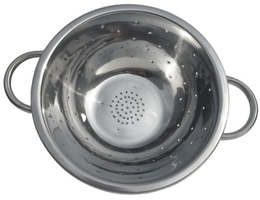 Oceľový cedník 24cm, nerezový cedník s rúčkami