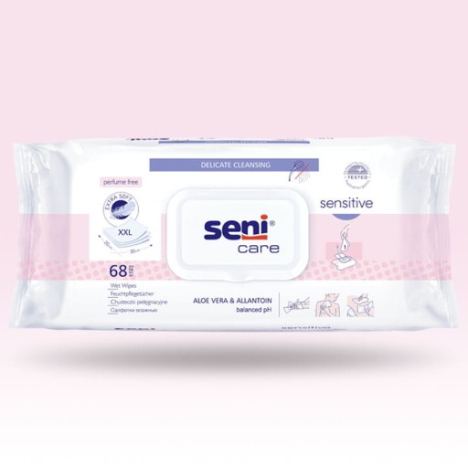 SENI CARE Sensitive vlhčené obrúsky 68 ks