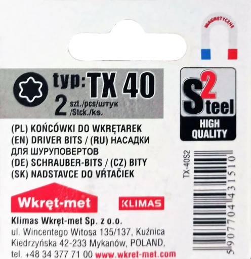 Skrutkovacie bity TORX TX 40 - 2 ks.