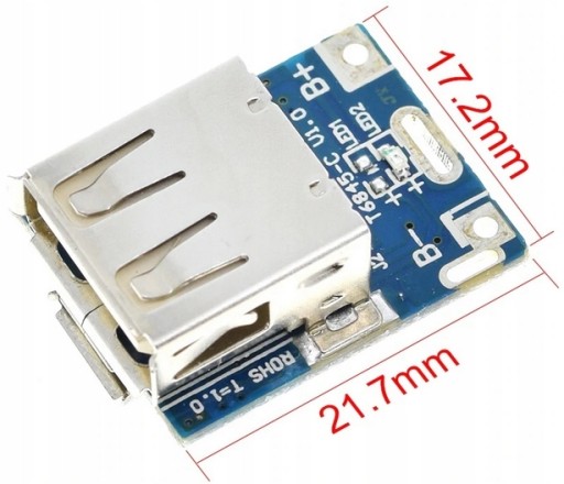 Mini USB modul powerbanky, ovládanie nabíjania 18650