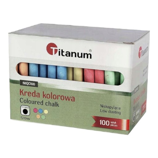 Farebná chodníková krieda na školskú tabuľu, 100 ks