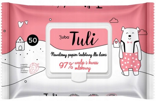 LUBA Tuli vlhčený toaletný papier pre deti s vôňou jahôd A'50