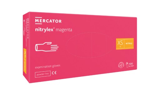 RUŽOVÉ jednorázové rukavice MERCATOR NITRYLEX purpurová AQL 1,5 roka XS