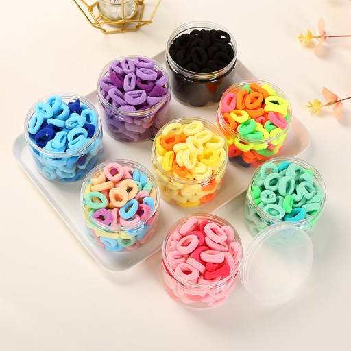Žlté gumičky do vlasov, sada 100 kusov, mini gumičky do vlasov, mix farieb