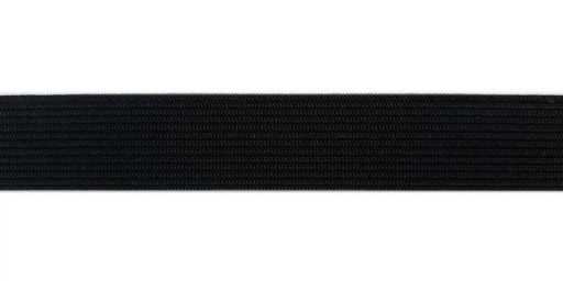 Pletená gumička 20 mm, plochá gumička na šitie odevov, ČIERNA