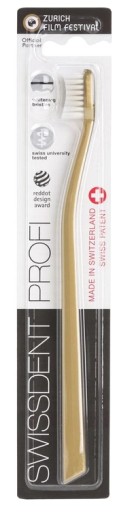 Jemná zubná kefka Swissdent Whitening Gold 1 ks ZADARMO