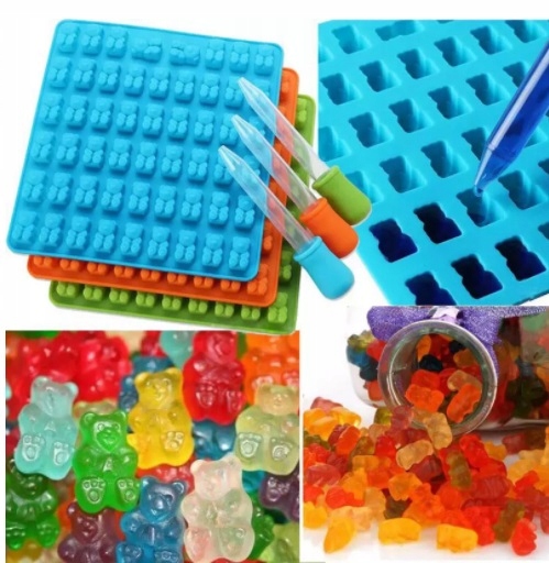 JELLY BEARS ŽELÉ MOLDER ŽELÉ ČOKOLÁDOVÁ KOCKA ĽADU + PIPETKA
