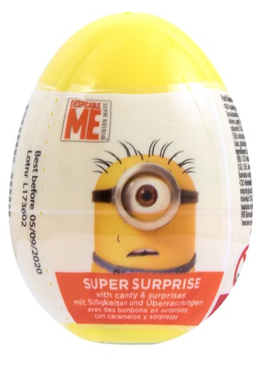 VAJECKO S CANDY MINIONS 1 ks 10G Hračka s prekvapením ku dňu detí