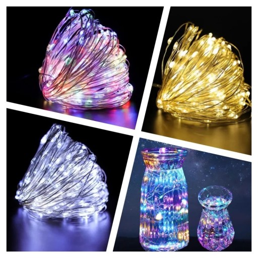 DRÔTOVÉ LAMPY 20 LED AKUMULÁTOROV TEPLÁ BIELA 2 m 11 - 20 sv.