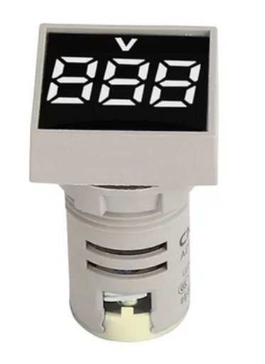 VOLTMETER 20-500VAC Štvorcový 29X29MM SKRUTKA PANELU BIELA