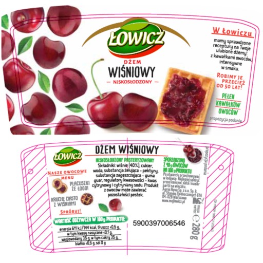 VIŠŇOVÝ DŽEM 280 g Łowicz
