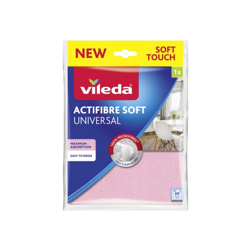 VILEDA ACTIFIBRE SOFT CLOTHS RUŽOVÉ UNIVERZÁLNE BEZ DETERGENTU