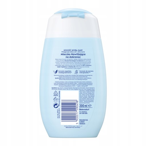 NIVEA BABY Hydratačné, upokojujúce, ochranné nočné mlieko pre deti 200 ml