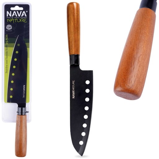 Kuchynský nôž z čiernej ocele SANTOKU na sekanie NATURE