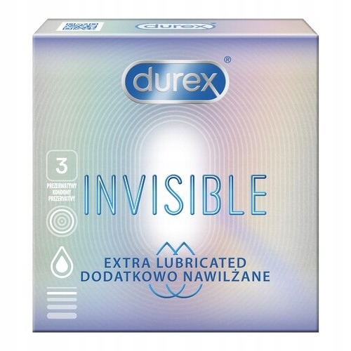 Durex Invisible LUBE kondómy extra zvlhčené tenké steny 3 ks.