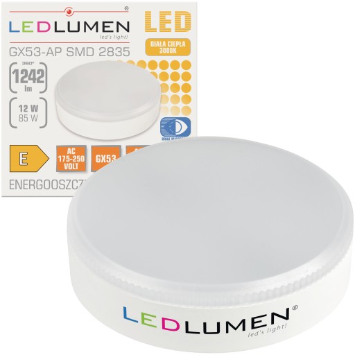 LED žiarovka GX53 12W=85W SMD 1242lm 120° CCD Úspora energie bez blikania