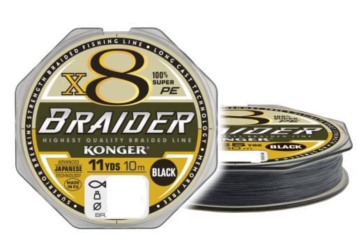 Konger Braider X8 Čierny oplet 0,10mm 10m 23,6k