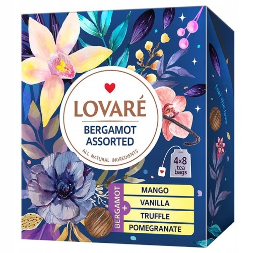 LOVARE -Bergamot Assorted - Elegantná sada 32 obálkových čajov (4 druhy
