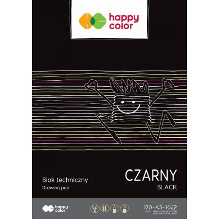Technický blok A3 čierny 170g 10 listov ŠŤASTNÁ FARBA