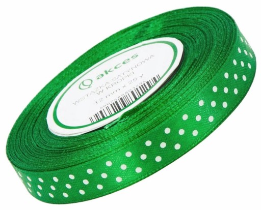 STUHA STUHA STUHA STUHA SATÉNOVÁ ZELENÁ STUHA S BODKAMI 23M x 1,2cm