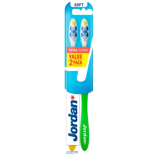 Zubná kefka JORDAN TOTAL CLEAN, čistič jazyka SOFT, 2 ks.