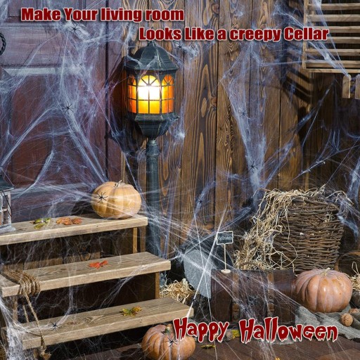 Umelá pavučina s 2 pavúkmi Dekoratívna dekorácia na Halloween biela 60g