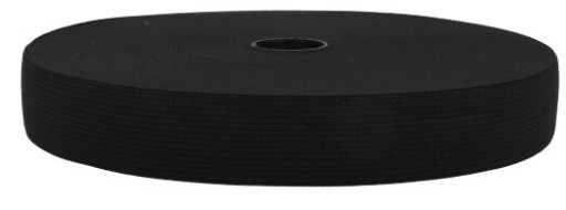 Pletená guma 2,5 cm plochá odevná guma 25 mm - čierna