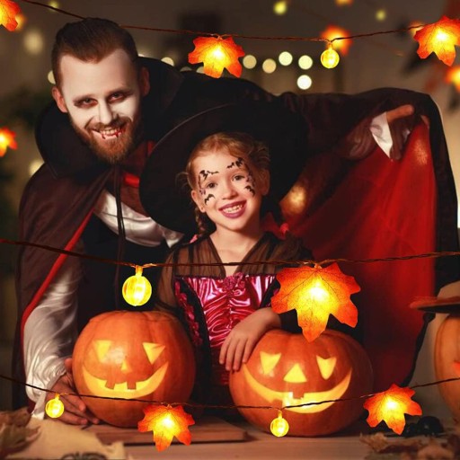 DRÔTOVÉ SVETLÁ LED HALLOWEENSKÉ SVETLÁ LISTY 3M JAVOROVÉ LISTY TEKVICOVÉ DRôTOVÉ SVETLÁ