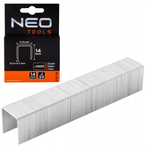NEO TRVALÉ SVORKY 11,3X14MM 0,7MM 1000KS TYP J DOBRÉ NA ČALÚNENIE 16-514