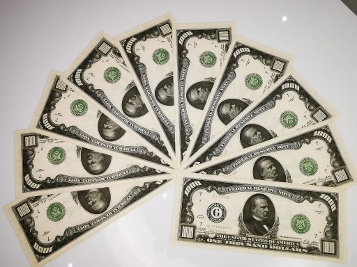1000 dolárové bankovky pre zábavu a poučenie, balenie 10 ks