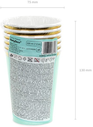 MINT papierové poháre na ročné narodeninové bábätko 220 ml 6 ks