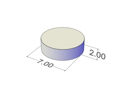 Cylindrický neodymový magnet MW 7x2 N38, sada 50 kusov