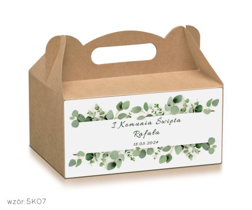 Kraftové krabičky na prijímanie na koláč svätého prijímania. + personalizácia