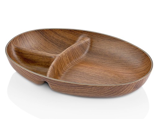 Trojuholníková misa, plastová miska na šalát, drevo, 16 cm