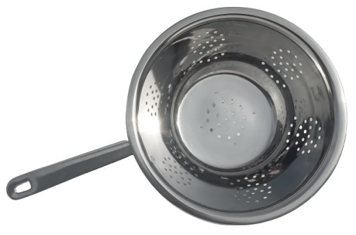 Oceľový cedník 24cm, nerezový cedník s rukoväťou