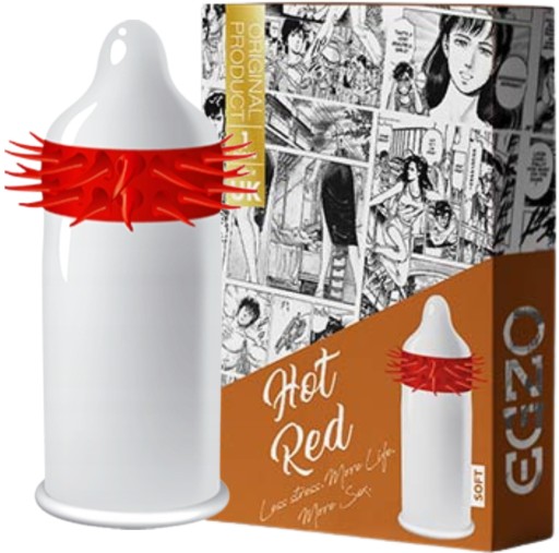 EGZO Hot Red kondómy s ORGASMOVÝMI ORIEŠKAMI